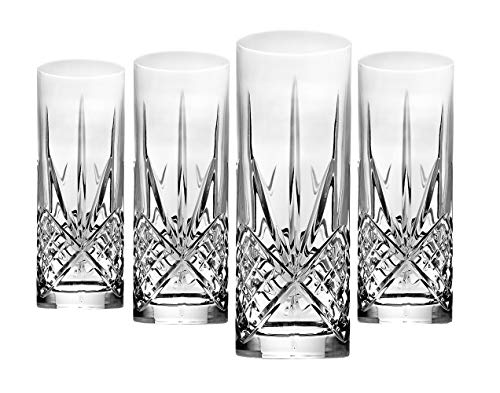 Godinger Tall Beverage Glasses Collins All Purpose Drinking Glasses- Dublin Collection, SET OF 4